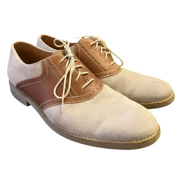 Johnston & Murphy Men’s 10M Saddle Shoes Tan Brown Suede Leather Oxford - Picture 1 of 9